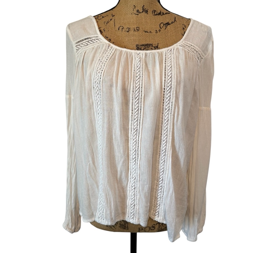 Band of Gypsies long sleeve cream colored peasant top